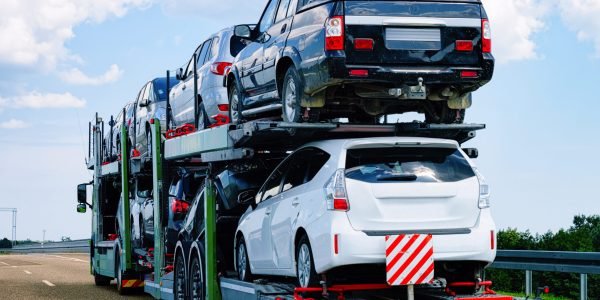 Cars carrier at the road of Poland. Truck transporter; Shutterstock ID 1164185080; PO Number - Raise a BBC PO Using Vendor No. 1150465: -; Employee Email: -